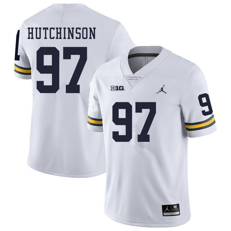 Men #97 Aidan Hutchinson Michigan Wolverines College Football Jerseys Sale-White